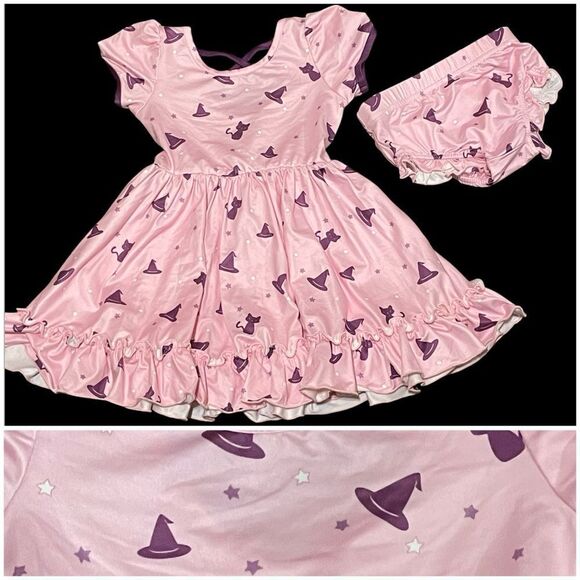 Charlie’s Project Other - Charlie's Stars and Witches Hat and Cats Twirl Dress Pink Purple White Size 2T